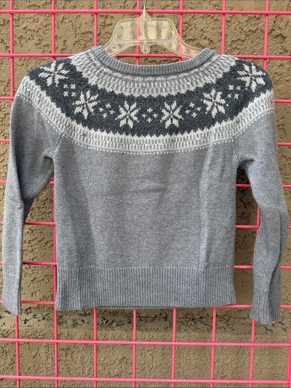 Light gray/silver GAP Snowflake Yoke Sweater